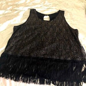 Debs Black and Gold Fringed Tank Top (3X)